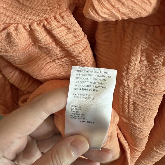 Free People Size XS Dress - Peach Puff Sleeves Babydoll Mini Tie Back Grapefruit - Picture 10 of 10